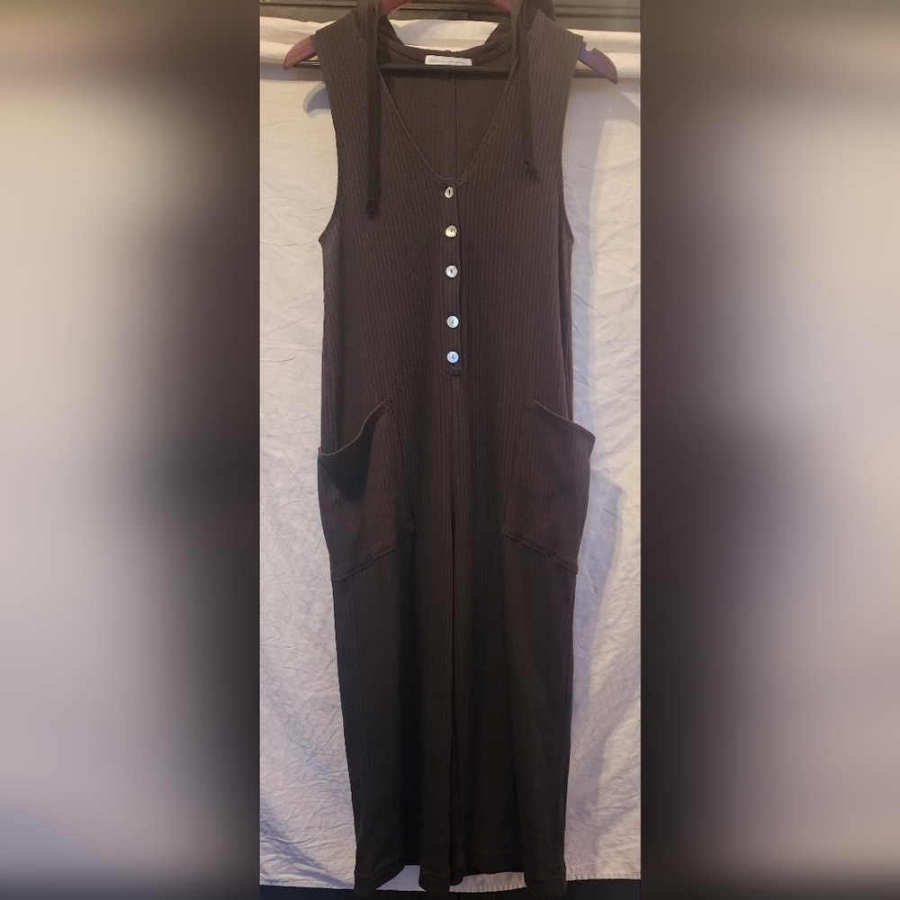 Spiritual Gangster Hooded Wide Leg Jumpsuit Size S